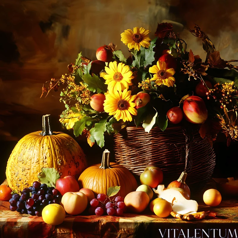 Fall Abundance: A Seasonal Still Life AI Image