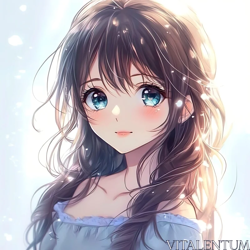 Serene Anime Girl with Gentle Expression AI Image