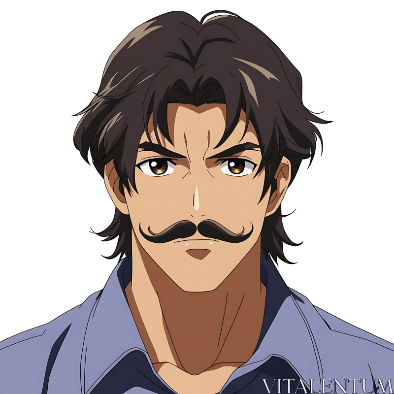 Anime Man with Mustache AI Image