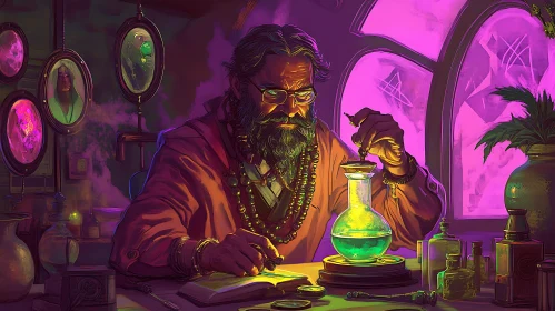 Magical Potion Brewing Illustration