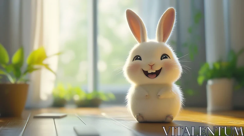 AI ART Smiling Bunny in Sunlight