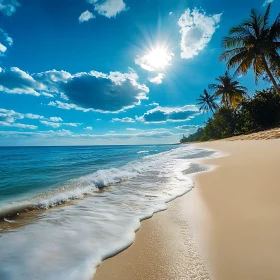 Tropical Beach Paradise with Palm Trees