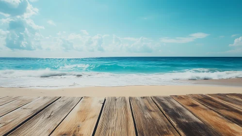 Seascape with Turquoise Water and Pier