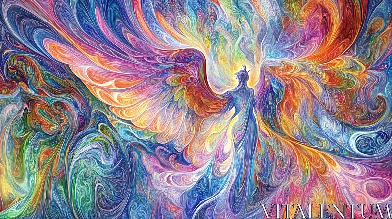 Radiant Angel Wings Abstract Painting AI Image
