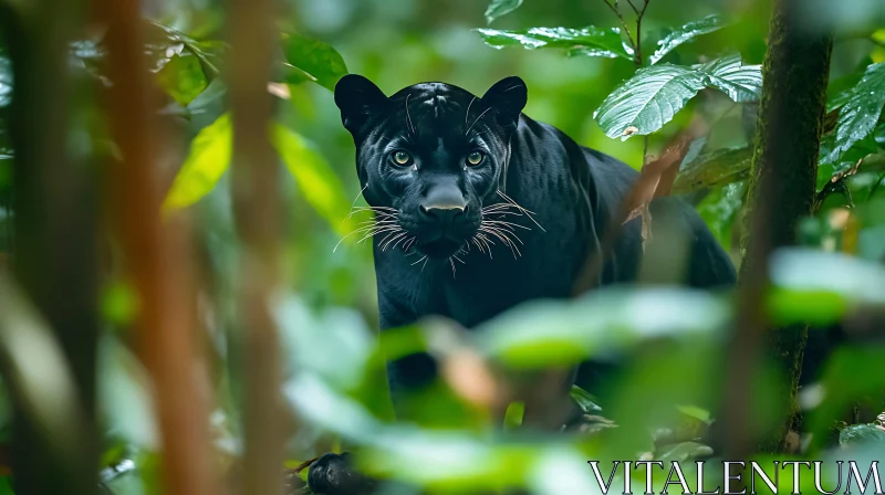 Panther Among Greenery AI Image