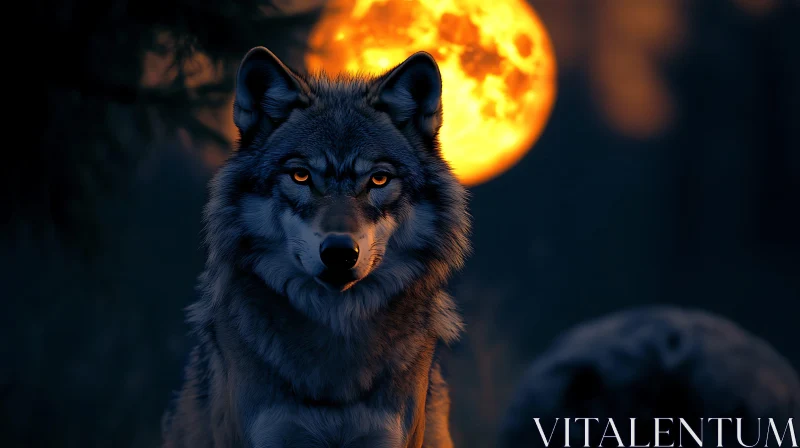 AI ART Lunar Wolf Portrait