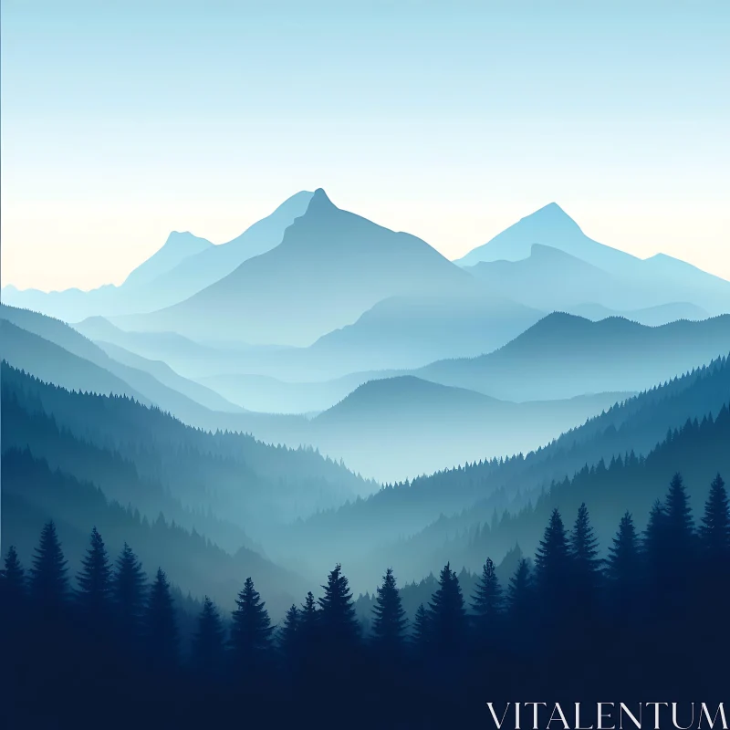 Layered Mountain View AI Image