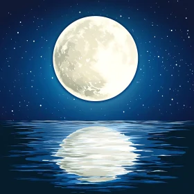 Night Reflection: Moon and Stars Over Water