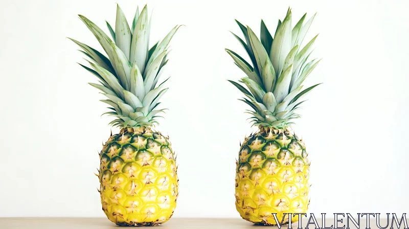 Two Pineapples on White Background AI Image