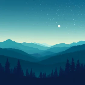 Starlit Mountain Range Serenity