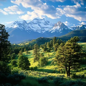 Majestic Mountains and Green Valley View