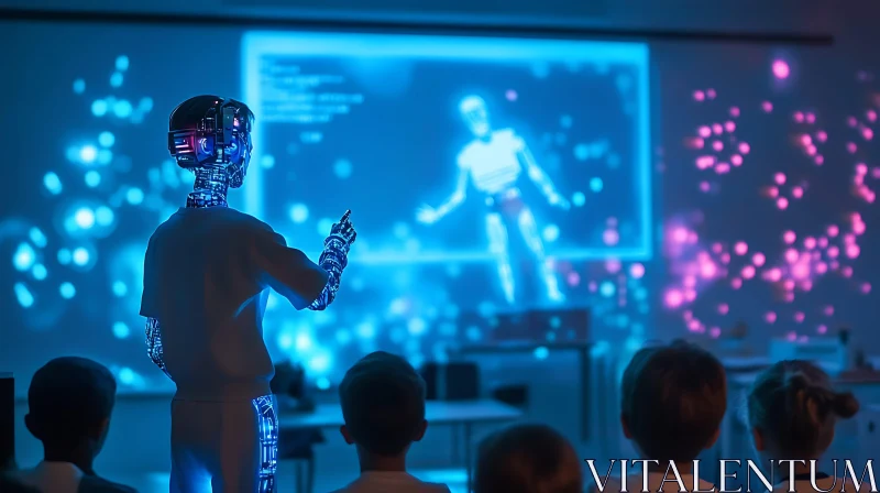 AI Education: Robot Instructor in Classroom AI Image