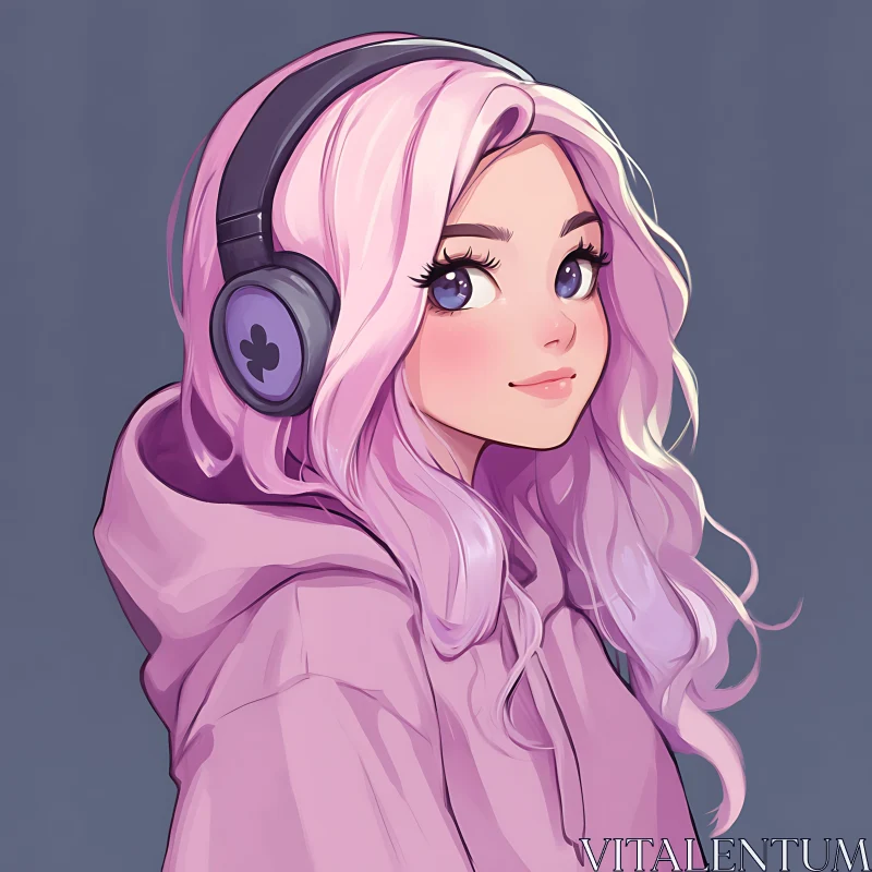 Cute Anime Girl in Cozy Hoodie AI Image