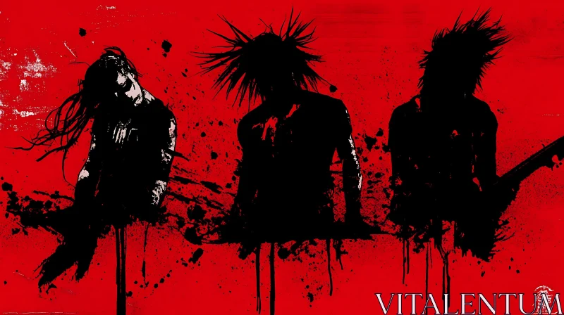 AI ART Crimson Rock Band Silhouette Artwork