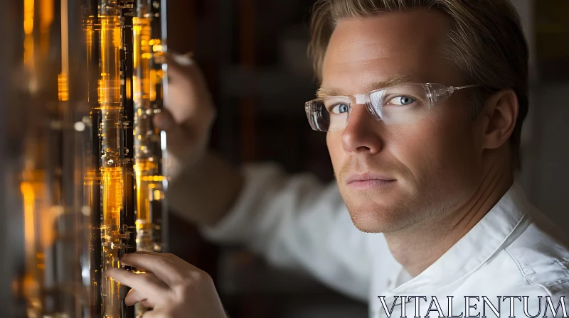 Focused Technician Examining Circuitry AI Image