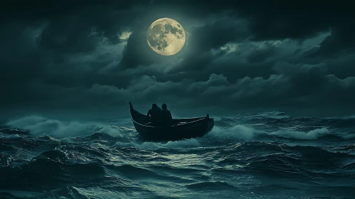 Night Sea Voyage Under the Moon