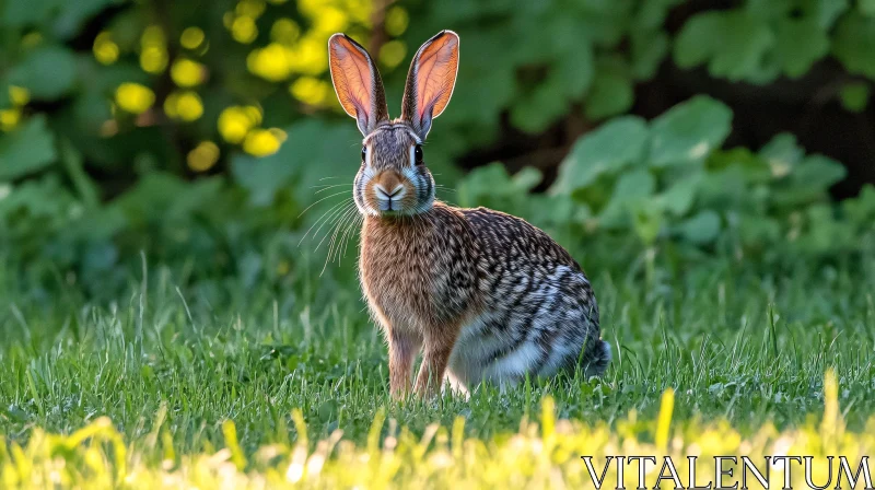 Hare Portrait in Green Field AI Image