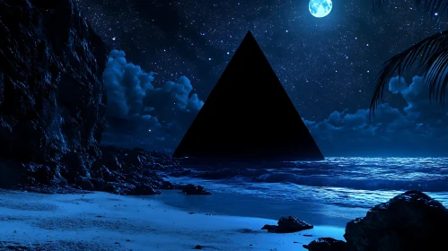 Night Seascape with Pyramid