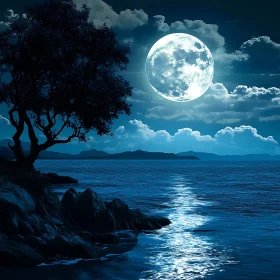 Serene Moonlight Over Calm Waters