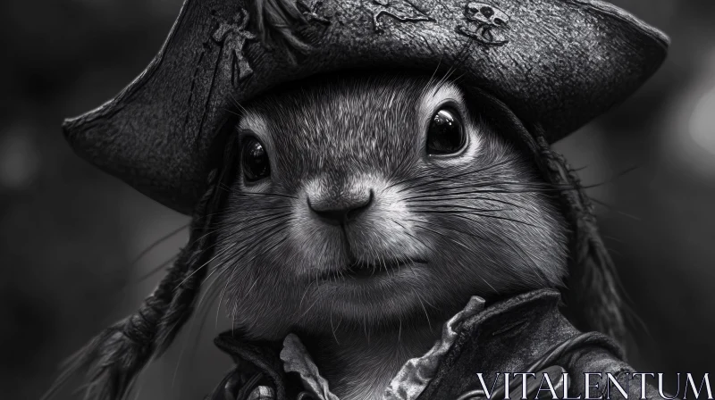 AI ART Monochrome Squirrel Pirate