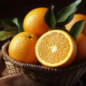 Still Life of Citrus Fruit in Basket