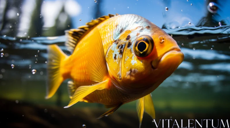 Golden Hue Fish Swimming Underwater: A Visual Delight AI Image
