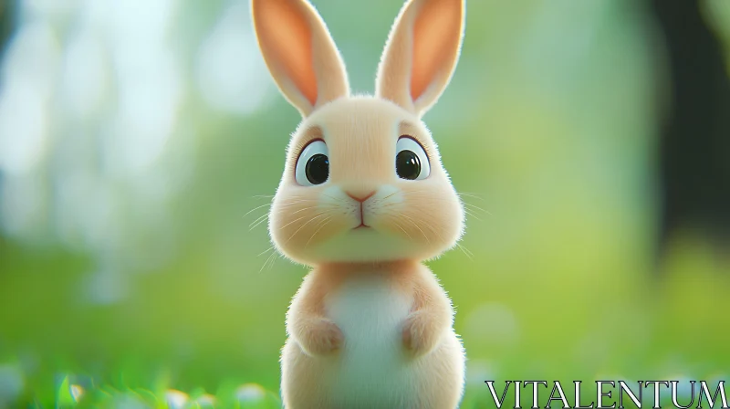 Charming Rabbit in Meadow Scene AI Image