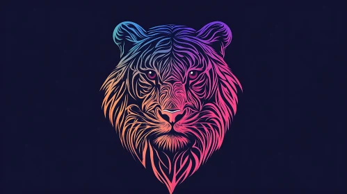 Colorful Tiger Head Illustration