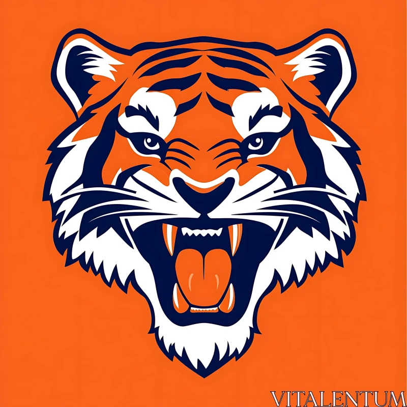 Roaring Tiger Head Vector Graphic AI Image