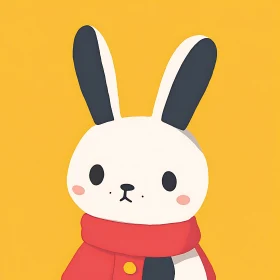 Charming Bunny Portrait on Yellow Background