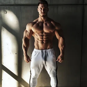 Sculpted Physique Against Concrete Backdrop