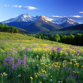 Alpine Meadow Landscape with Wildflowers