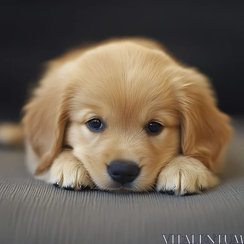 Cute Fluffy Puppy with Expressive Eyes AI Image