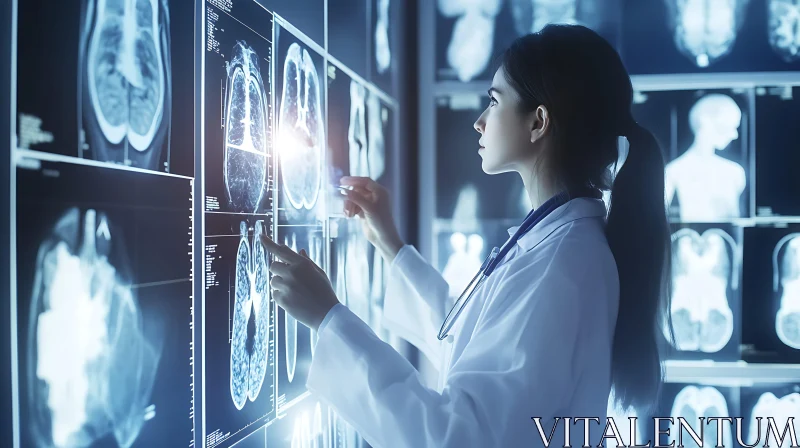 Medical Professional Examining X-rays AI Image