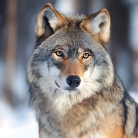 Close-up of a Wolf in Winter