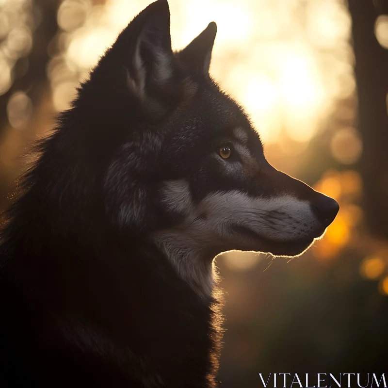 AI ART Wolf Profile at Sunset