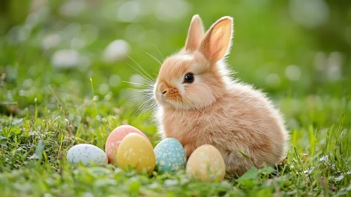 Spring Bunny with Painted Eggs