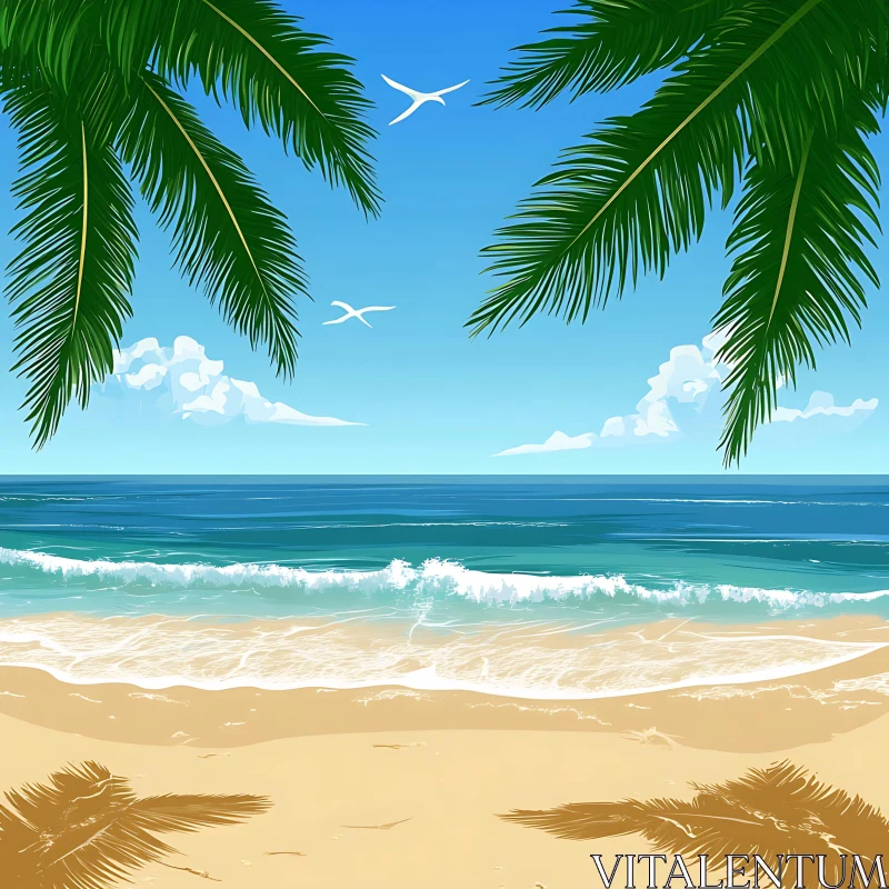 AI ART Tropical Beach Paradise with Ocean View