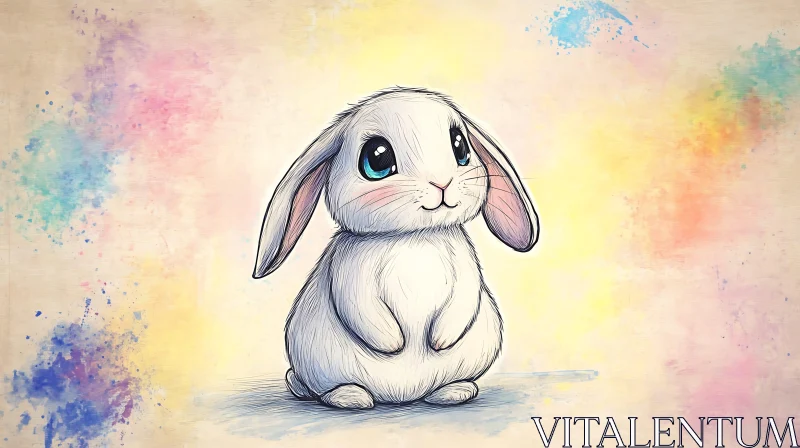 Cute Bunny with Watercolor Background AI Image