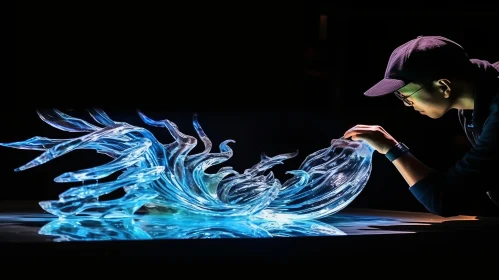 Artist Creating a Luminous Glowwave Style Painting