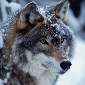 Snowy Wolf Close-Up