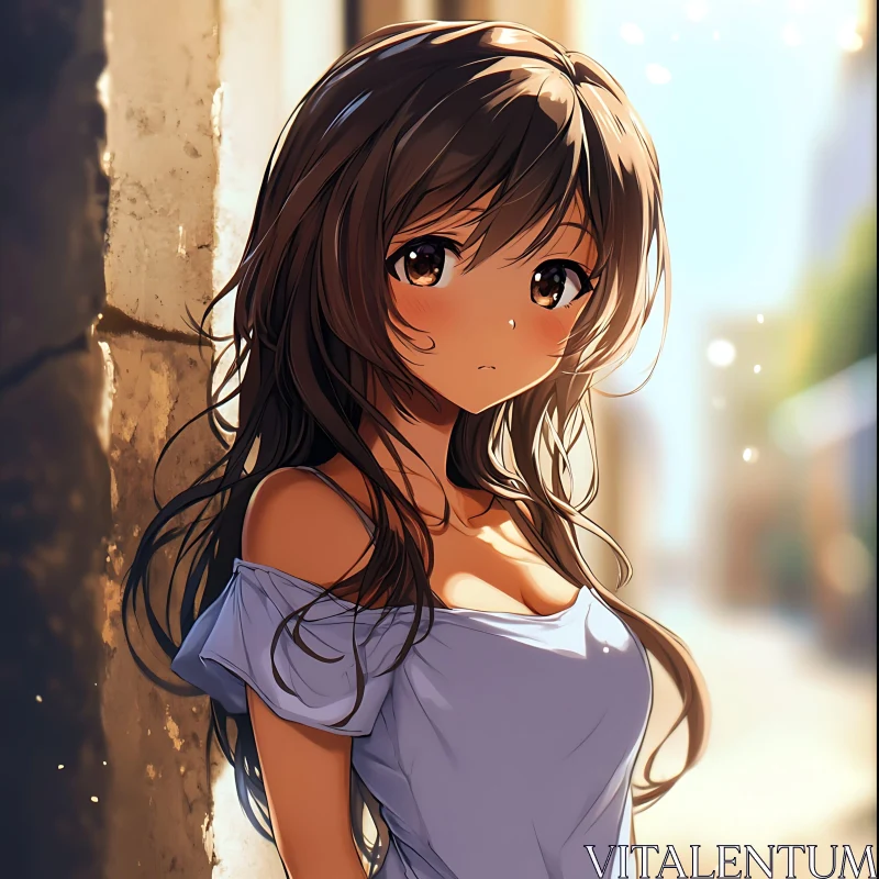 Charming Anime Girl in Sunlight AI Image