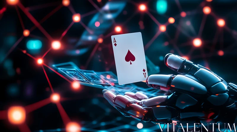 Ace of Spades Held by Robot Hand AI Image