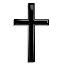 Glossy Black Cross on White Background