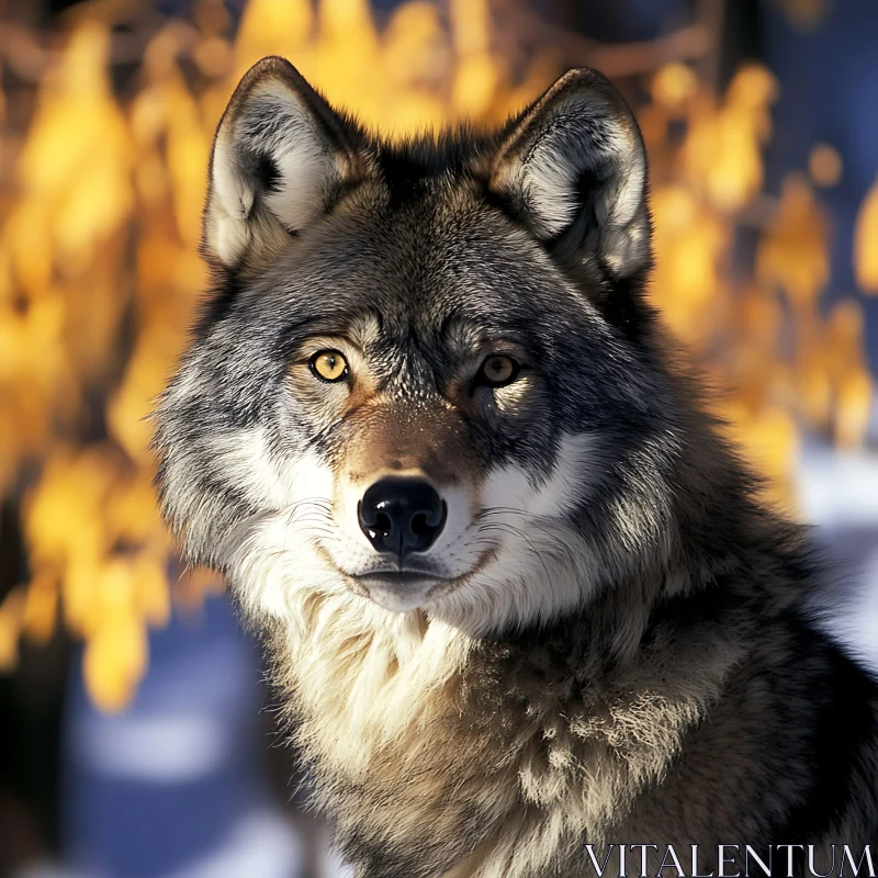 Close-up of a Wolf in the Wild AI Image