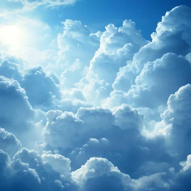 Fluffy Clouds in Blue Sky