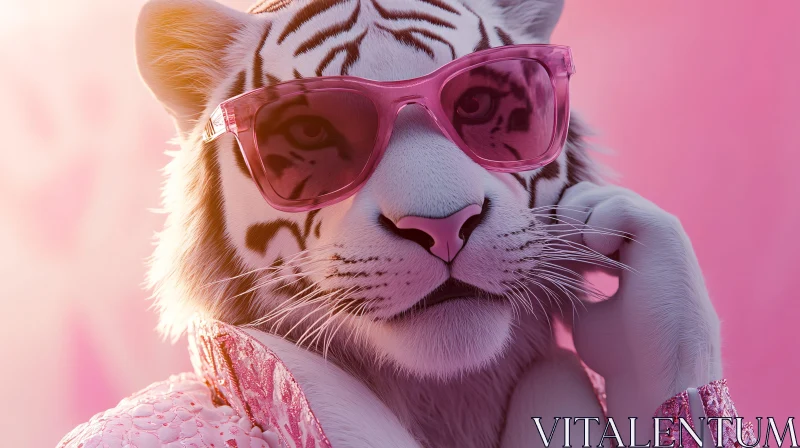 Tiger with attitude in pink AI Image