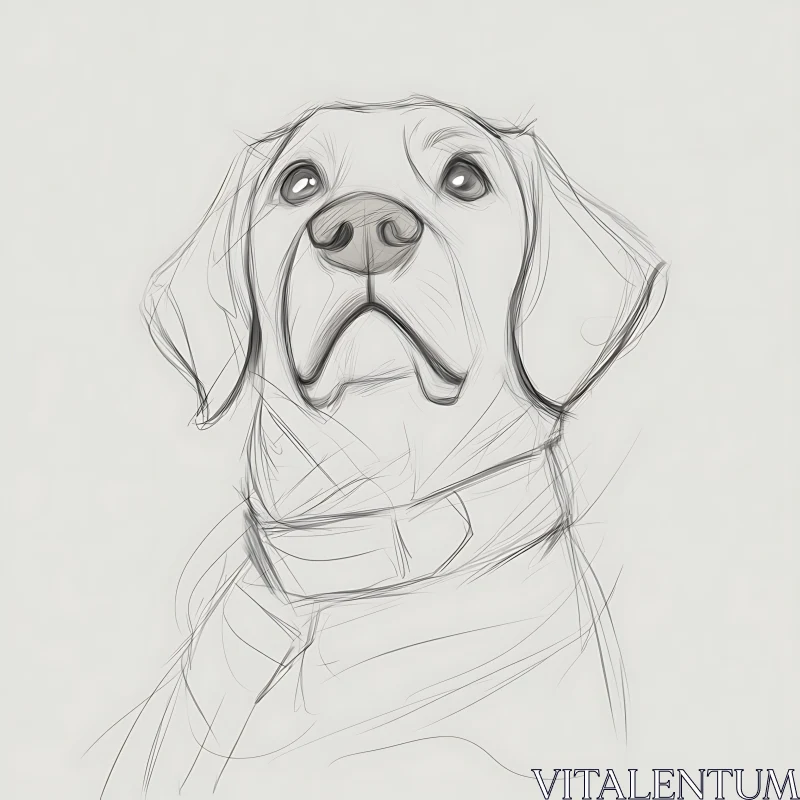 Detailed Canine Line Drawing AI Image