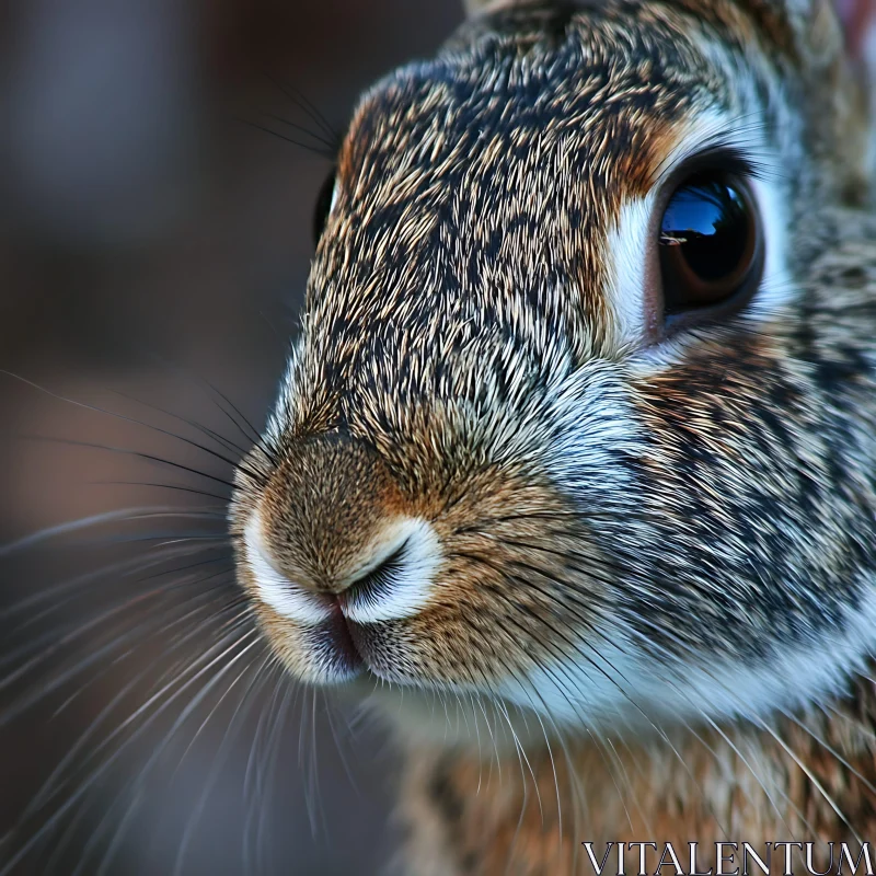 Close-up of Wild Rabbit Face AI Image