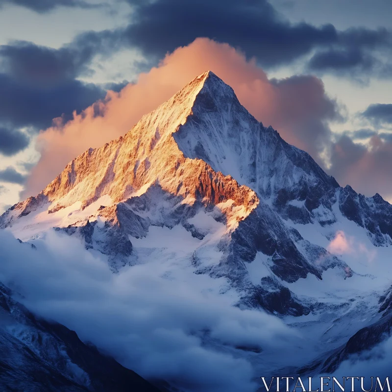 AI ART Mountain Peak Sunrise